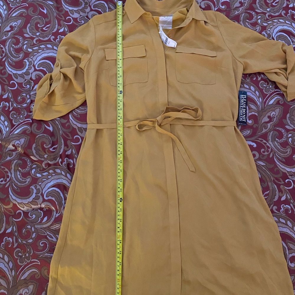 Soft Tie-Waist Shirtdress NY&Co NWT Mustard Sm